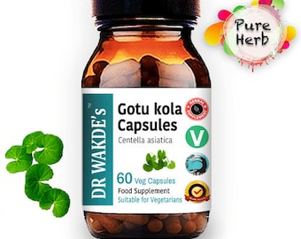 DR WAKDE'S Gotu Kola Capsules (Centella Asciatia) | 60 Vegetarische Caps | Ayurvedisch supplement | Veganistisch | 100% Kruiden