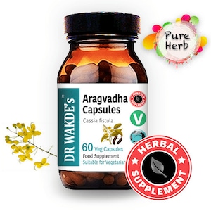 DR WAKDE&#39;S Aragwadha Capsules (Cassia fistula) | 60 Veg Caps | Ayurvedic Supplement | Vegan | 100% Herbal