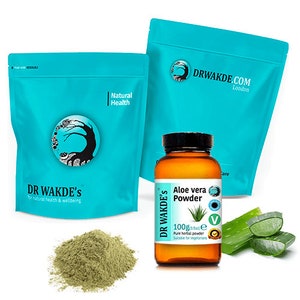 DR WAKDE&#39;S Aloë Vera Blad Poeder - 100g (3.5oz) | Puur, Rauw & Gedroogd Poeder | Ayurvedisch kruid | veganistisch |