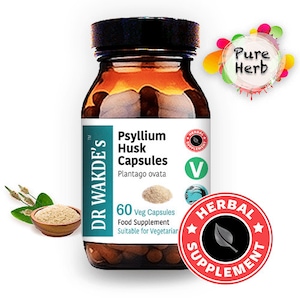 DR WAKDE&#39;S Psyllium husk Capsules (Isabgol) | 60 Veg Caps | Ayurvedic Supplement | Vegan | 100% Herbal