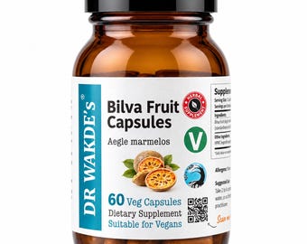 DR WAKDE'S Bilva fruktkapslar (Bael-frukt | Aegle marmelos) | 60 grönsakskapslar | Ayurvediskt tillskott | Veganskt | 100 % örtbaserat