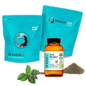 DR WAKDE&#39;S Organisches Tulsi-Pulver (Heiliges Basilikum | Ocimum sanctum) | Reines, rohes und getrocknetes Pulver |