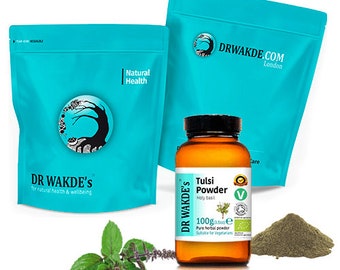DR WAKDE'S Organic Tulsi Powder (Holy basil | Ocimum sanctum) | Pure, Raw & Dried Powder | Ayurvedic Herb | Vegan | Same Day Dispatch