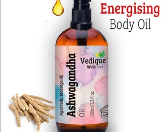 VEDIQUE REMEDIES Ashwagandha Oil | Ayurvedic Herbal Massage Oil for muscles & Joints | Deeply relaxing, nourishing and calming