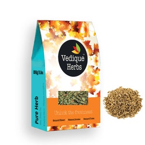 VEDIQUE HERBS  Cumin Seed (Jeera | Cuminum cyminum) - 250g (8.8oz) | Raw, Crude, Dried | Whole Seeds