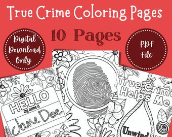 Pacchetto di pagine da colorare a tema true crime / Libro da colorare di mistero stampabile / Download immediato in PDF