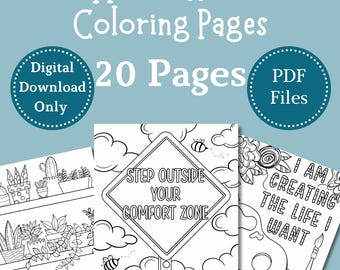 Pacchetto di pagine da colorare con affermazioni positive / Libro da colorare stampabile / Download immediato in PDF
