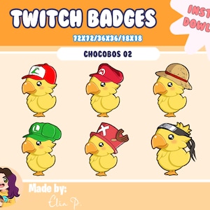 Chocobos with hats Twitch Sub Badge / Youtube / Badge / Emote / Twitch
