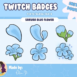 Blue Cherry Blossom / Sakura Flower Sub Badge / Youtube / Badge / Emote / Twitch
