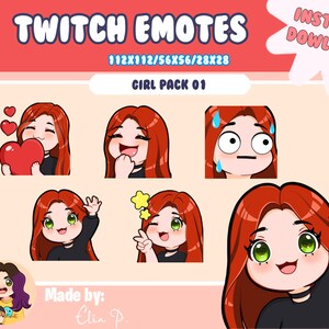 Girl red hair and green eyes Twitch Emotes / Youtube / Badge / Emote / Twitch