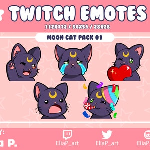 Moon cat from Sailor Moon Twitch Sub Emote / Youtube / Badge / Emote / Twitch
