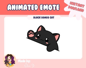 Black ANIMATED Bongo Cat Emote - Twitch YouTube Discord - Sub emote - kawaii cat