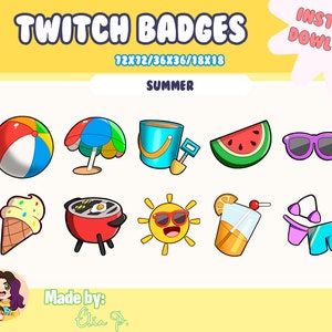 10 Summer Twitch Sub Badge / Youtube / Badge / Emote / Twitch