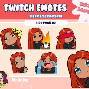 Girl red hair and blue eyes Twitch Emotes / Youtube / Badge / Emote / Twitch