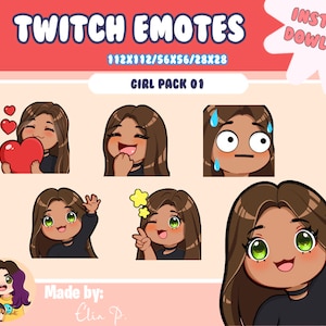 Girl brown hair and green eyes Twitch Emotes / Youtube / Badge / Emote / Twitch