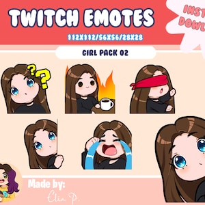 Girl brown hair and blue eyes Twitch Emotes / Youtube / Badge / Emote / Twitch