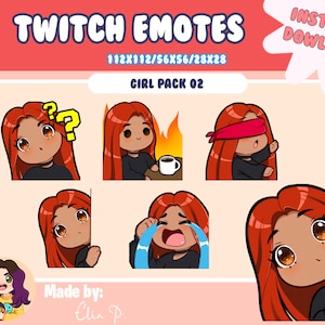 Girl red hair and brown eyes Twitch Emotes / Youtube / Badge / Emote / Twitch