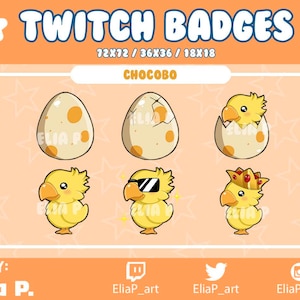 Chocobo Twitch Sub Badge / Youtube / Badge / Emote / Twitch