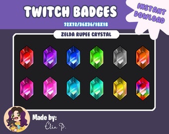 Zelda Rupee Crystal by Elia P. Twitch Sub Badge / Youtube / Badge / Emote / Twitch