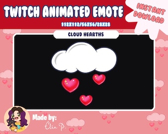 Animated Cloud raining hearts Twitch Emotes / Youtube / Badge / Emote / Twitch