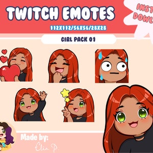 Girl red hair and green eyes Twitch Emotes / Youtube / Badge / Emote / Twitch