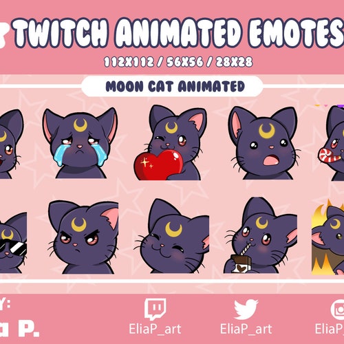 Animated Moon Cat From Sailor Moon Twitch Sub Emote Youtube Etsy