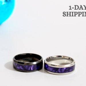New Trend 2023 Gradient Purple Rings 316L ,Stylish Mens / Womens Stylish Gift,and for Personal Use Silver