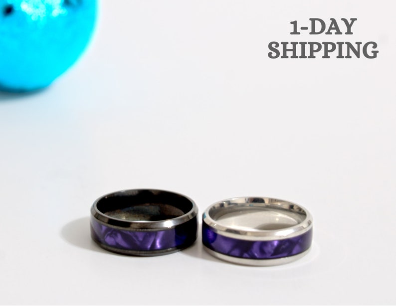 New Trend 2023 Gradient Purple Rings 316L ,Stylish Mens / Womens Stylish Gift,and for Personal Use Silver