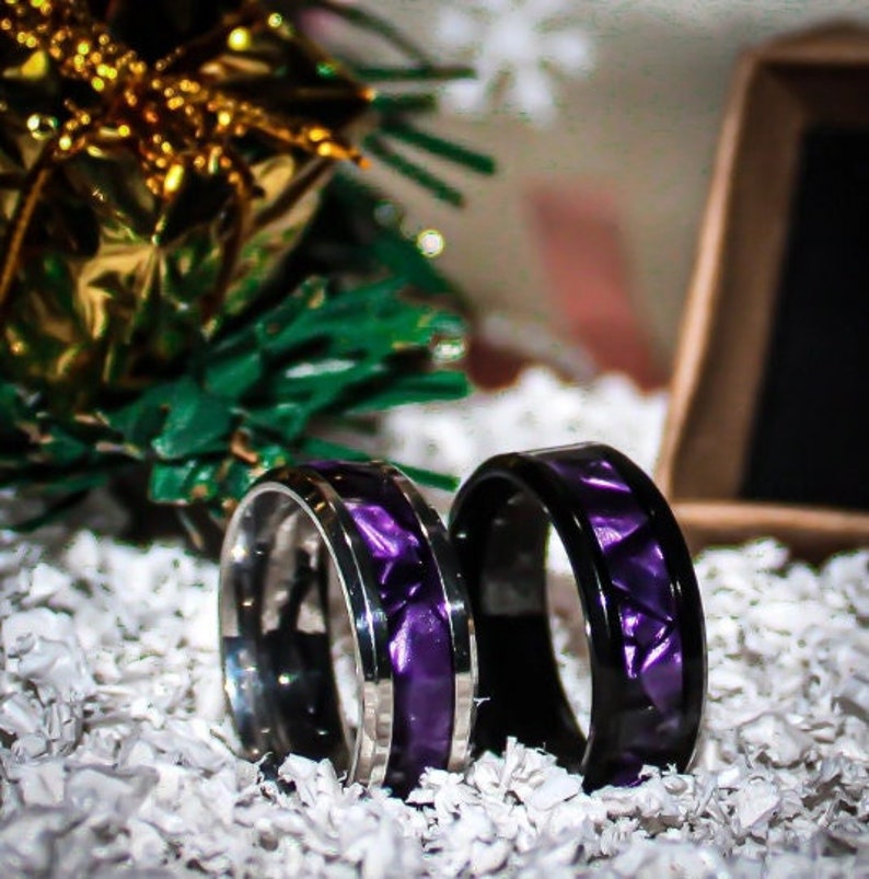 New Trend 2023 Gradient Purple Rings 316L ,Stylish Mens / Womens Stylish Gift,and for Personal Use image 1