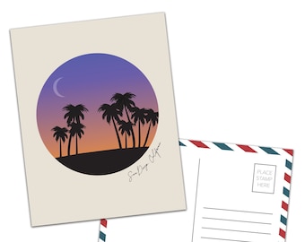 Palme-Sonnenuntergang-San Diego Kalifornien Postkarte