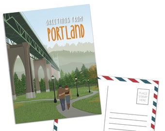 St Johns Bridge, Cathedral Park, Portland Oregon,Postcard