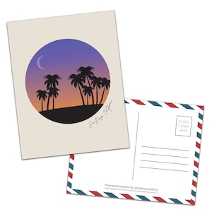 Carte Postale Coucher du soleil de palmier San Diego la Californie