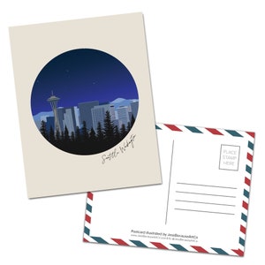Cartão postal do horizonte de Seattle, Washington