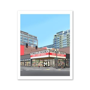 Limited Edition Powell’s Books Art Print | Portland Oregon Landmark Illustration | Portland Wall Art Gift