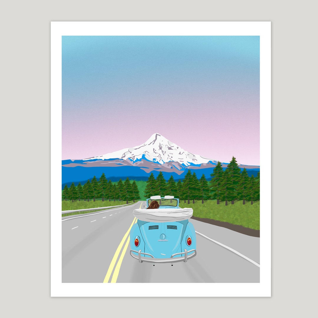 Drive to Mt. Hood Giclee Art Print Portland Oregon Etsy