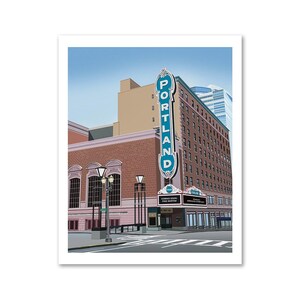 Limited Edition Schnitz Art Print with Portland Sign | Portland Oregon Landmark Illustration