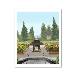 Limited Edition Rose Gardens Drawing |  Portland Oregon Artwork