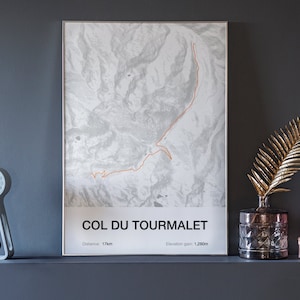 Col du Tourmalet - cycling map art print - cycling gift - minimalist design