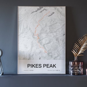 Pikes Peak - Radsport Karte Kunstdruck - Radsport Geschenk - minimalistisches Design