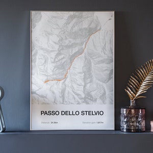 Passo Dello Stelvio - Radsport Karte Kunstdruck - Fahrrad geschenk - minimalistisches Design