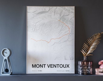 Mont Ventoux - cycling map art print - cycling gift - minimalist design
