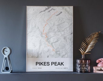 Pikes Peak - cycling map art print - cycling gift - minimalist design