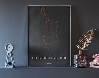 Liege-Bastogne-Liege - cycling map art print - cycling gift - minimalist design