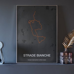 Strade Bianche - Radsport Karte Kunstdruck - Radsport Geschenk - minimalistisches Design
