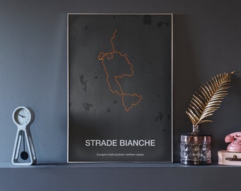 Strade Bianche - cycling map art print - cycling gift - minimalist design