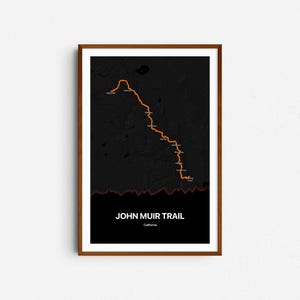 John Muir Trail Map | JMT poster | John Muir Trail hiking map | Gift for Outdoors