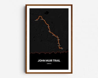 Mapa del sendero John Muir / Póster de JMT / Mapa de senderismo del sendero John Muir / Regalo para actividades al aire libre