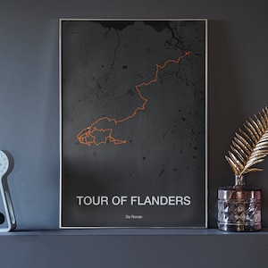 Flanderntour - Radsport Karte Kunstdruck - Radsport Geschenk - minimalistisches Design