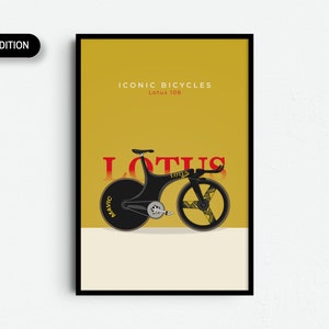 Lotus 108 iconic bicycle cycling poster - Printable wall art - Gift for Cyclist