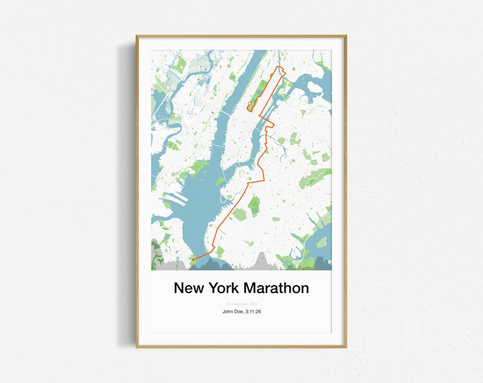 Poster marathon personnalisé GPX ou Strava - poster running - cadeau coureur